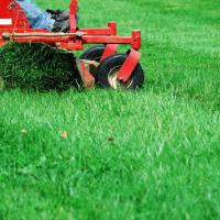A red lawn mower